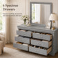Transitional Sleigh Wood Dresser with Optional Mirror, Dovetail Drawers and Metal Pulls