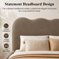 Contemporary Velvet and Boucle Upholstered Bed – Solid Rubberwood Frame