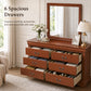 Transitional Sleigh Wood Dresser with Optional Mirror, Dovetail Drawers and Metal Pulls