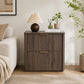 Transitional 2-Drawer Nightstand with Fluted Drawer Fronts, Marble-Look Top & No Assembly Required