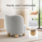 Contemporary Boucle Accent Chair – Sculptural Wood Ball Feet, Wide Seat