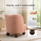 Contemporary Boucle Accent Chair – Sculptural Wood Ball Feet, Wide Seat