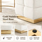 Contemporary Bouclé Storage Stool with Hidden Storage Compartment & Gold Stainless Steel Base – Fully Assembled