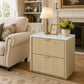 Transitional 2-Drawer Nightstand with Fluted Drawer Fronts, Marble-Look Top & No Assembly Required