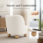 Contemporary Boucle Accent Chair – Sculptural Wood Ball Feet, Wide Seat