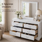 Transitional Sleigh Wood Dresser with Optional Mirror, Dovetail Drawers and Metal Pulls