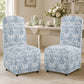French Farmhouse Upholstered Dining Chair with Rounded Back, Caster Legs & Skirted Design
