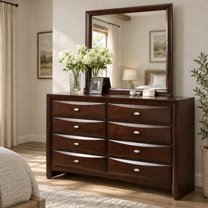 Transitional 8-Drawer Dresser with Solid Wood Construction – Optional Mirror