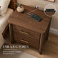 Mid-Century Walnut Nightstand with USB Charging Ports, Felt-Lined Drawer & Gold Hardware