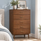 Mid-Century Modern 5-Drawer Chest in Walnut with Tapered Legs