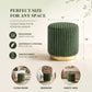 Contemporary Faux Fur Accent Stool with Gold Stainless Steel Base – Fully Assembled