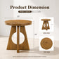 Contemporary Round End Table with Oak Veneer, Pedestal Base & Cross-Shaped Cutout Design