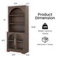Arched Tempered Glass Door Storage Cabinet, 3-Tier Open Shelf Bookcase Display Cabinet