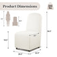 French Farmhouse Upholstered Dining Chair with Rounded Back, Caster Legs & Skirted Design