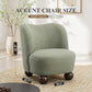 Contemporary Boucle Accent Chair – Sculptural Wood Ball Feet, Wide Seat