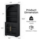 Arched Tempered Glass Door Storage Cabinet, 3-Tier Open Shelf Bookcase Display Cabinet