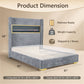 Contemporary Smart Platform Bed with 3D Fireplace LED Headboard, Bluetooth Audio, USB & TF Card Slots, Stainless Steel Frame