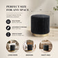 Contemporary Faux Fur Accent Stool with Gold Stainless Steel Base – Fully Assembled