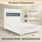 Contemporary Smart Platform Bed with 3D Fireplace LED Headboard, Bluetooth Audio, USB & TF Card Slots, Stainless Steel Frame