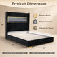 Contemporary Smart Platform Bed with 3D Fireplace LED Headboard, Bluetooth Audio, USB & TF Card Slots, Stainless Steel Frame