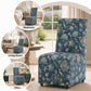 French Upholstered Dining Chair with Caster Legs & Skirted Design