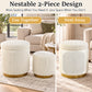 Nestable 2-Piece Storage Stool Set with 360° Swivel Base & Reversible Lid