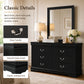 Transitional Sleigh Wood Dresser with Optional Mirror, Dovetail Drawers and Metal Pulls