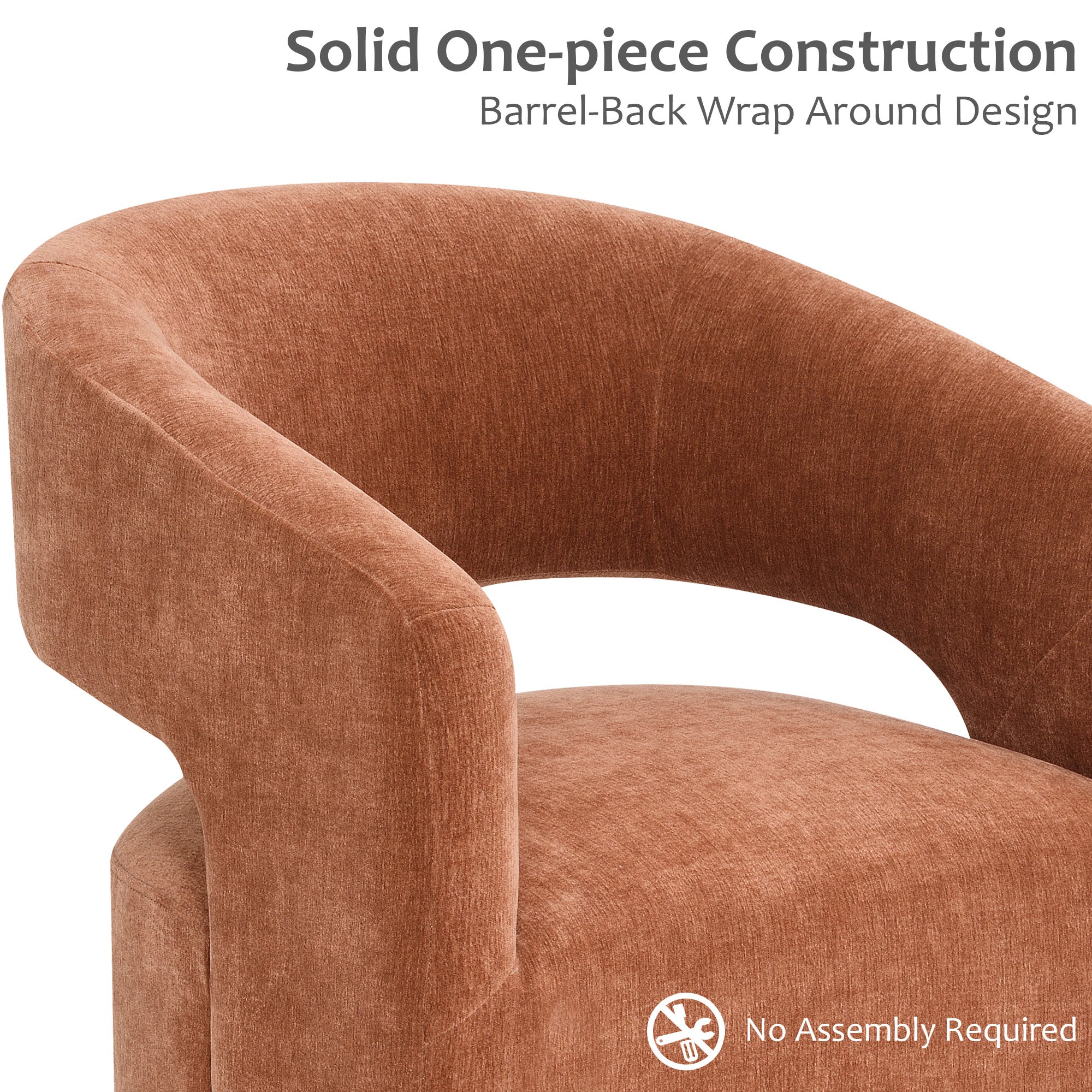 Rolling Barrel-Back Accent Chair with Casters – Contemporary Upholstered Arm Chair