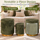Nestable 2-Piece Storage Stool Set with 360° Swivel Base & Reversible Lid