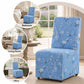 French Upholstered Dining Chair with Caster Legs & Skirted Design