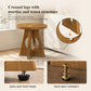 Contemporary Round End Table with Oak Veneer, Pedestal Base & Cross-Shaped Cutout Design