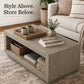 Contemporary Oak Coffee Table – Open Shelf Design with Plinth Base