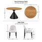 Athan 5-Piece Round Dining Table Set with Conical Metal Base & Upholstered Chairs – Black/Oak