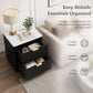 Transitional 2-Drawer Nightstand with Fluted Drawer Fronts, Marble-Look Top & No Assembly Required