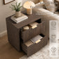 Transitional 2-Drawer Nightstand with Fluted Drawer Fronts, Marble-Look Top & No Assembly Required