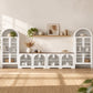 Rustic 4-Piece Arched TV Stand & Storage Cabinet Set – Two 55" Sideboard Buffet Cabinets & Two 72" Tall Display Cabinets with Glass Doors
