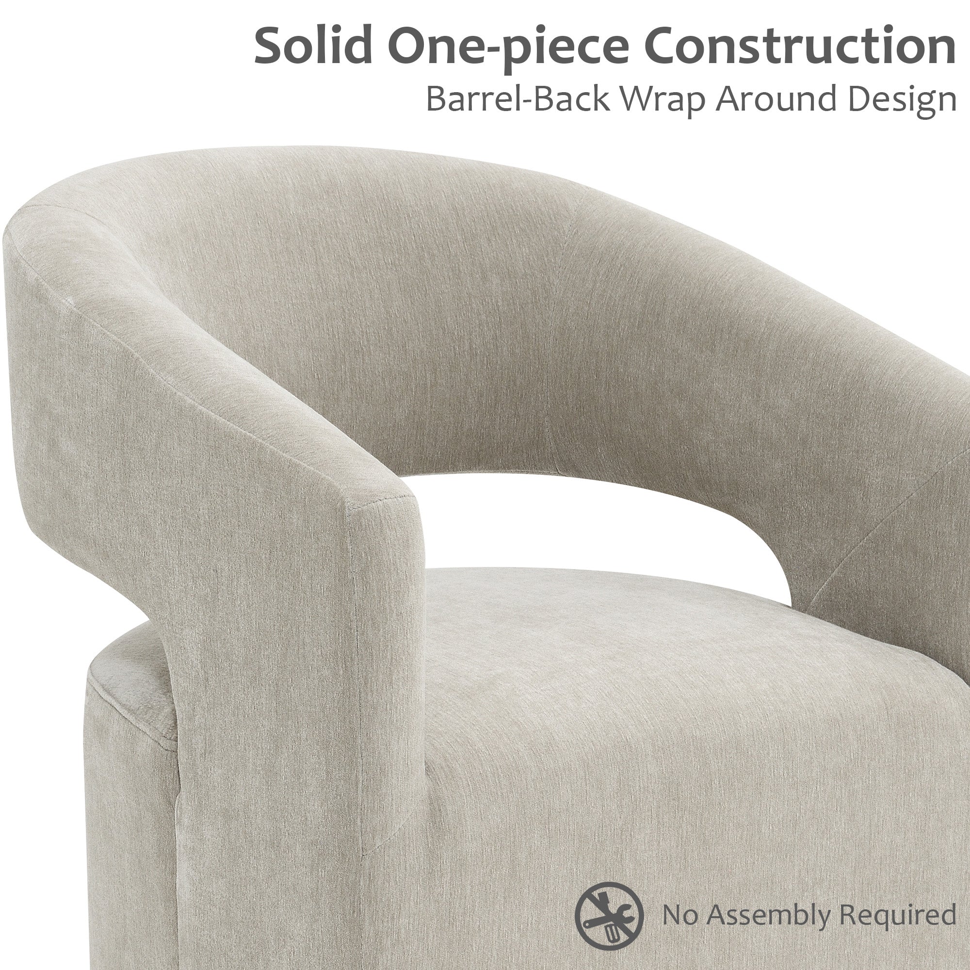 Rolling Barrel-Back Accent Chair with Casters – Contemporary Upholstered Arm Chair