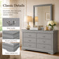 Transitional Sleigh Wood Dresser with Optional Mirror, Dovetail Drawers and Metal Pulls