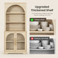 Arched Tempered Glass Door Storage Cabinet, 3-Tier Open Shelf Bookcase Display Cabinet