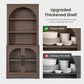 Arched Tempered Glass Door Storage Cabinet, 3-Tier Open Shelf Bookcase Display Cabinet
