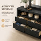 Contemporary Walnut Dresser with Optional Mirror, Finger Pull Drawers & Solid Wood Construction