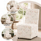 French Upholstered Dining Chair with Caster Legs & Skirted Design