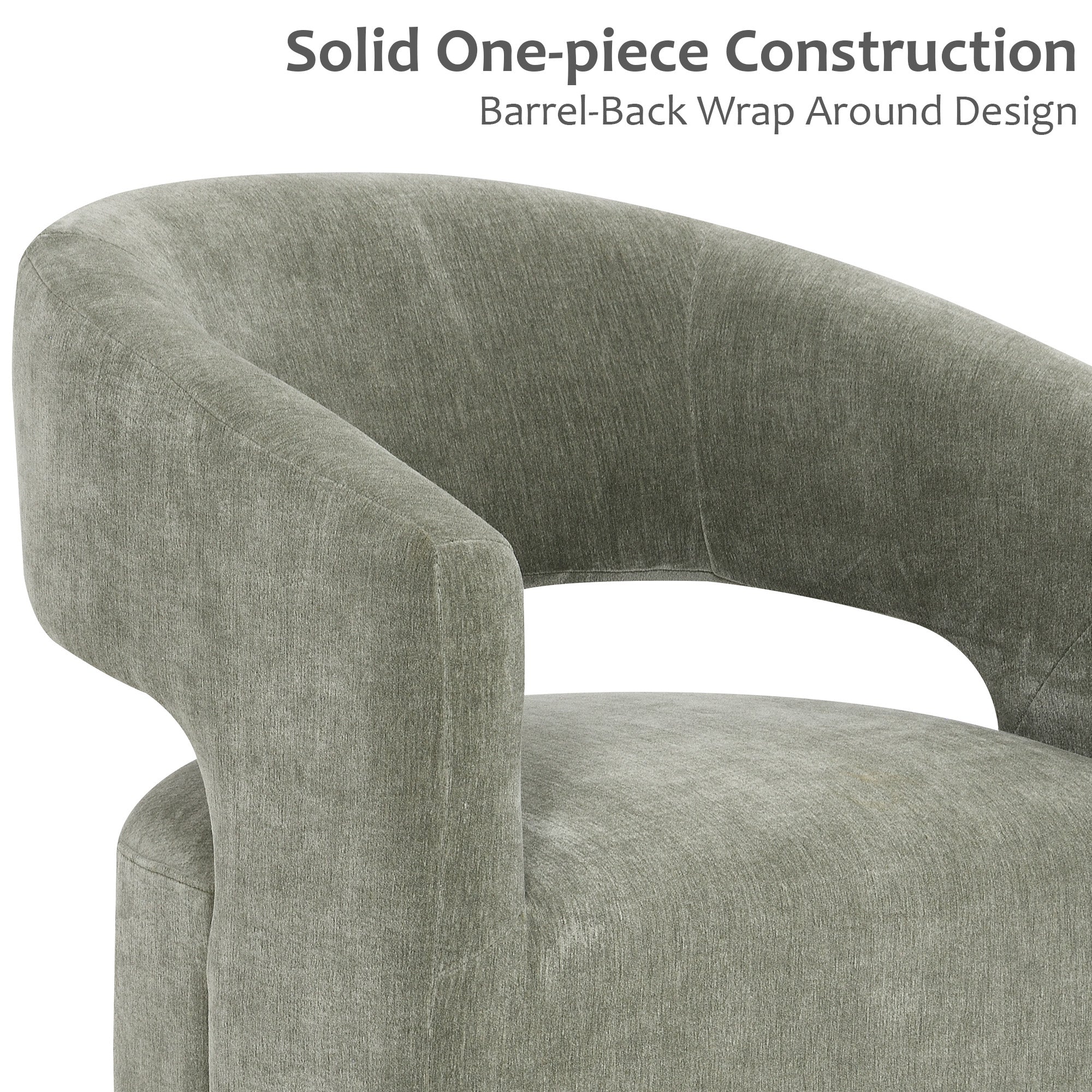 Rolling Barrel-Back Accent Chair with Casters – Contemporary Upholstered Arm Chair