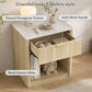 Transitional Fluted Nightstand with Drawer & Open Shelf, Aluminum Handle