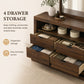Contemporary Walnut Dresser with Optional Mirror, Finger Pull Drawers & Solid Wood Construction