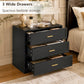 Oversized Transitional 3-Drawer Nightstand with Aluminum Handles & Extra Storage
