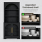 Arched Tempered Glass Door Storage Cabinet, 3-Tier Open Shelf Bookcase Display Cabinet