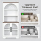 Arched Tempered Glass Door Storage Cabinet, 3-Tier Open Shelf Bookcase Display Cabinet