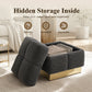 Contemporary Bouclé Storage Stool with Hidden Storage Compartment & Gold Stainless Steel Base – Fully Assembled