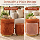 Nestable 2-Piece Storage Stool Set with 360° Swivel Base & Reversible Lid